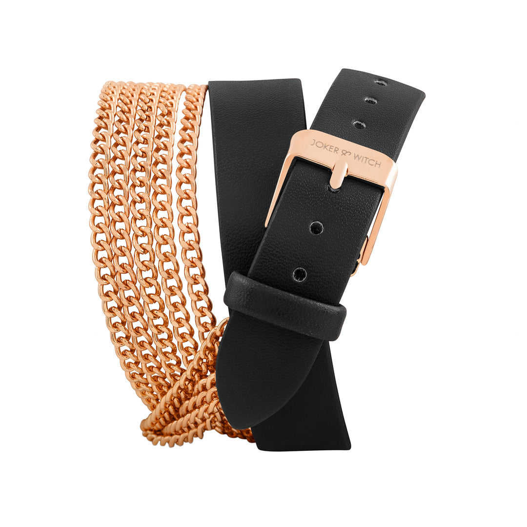 Kenny White Medium Dial Black PU-Chain Wrap Around Strap Women's Watch