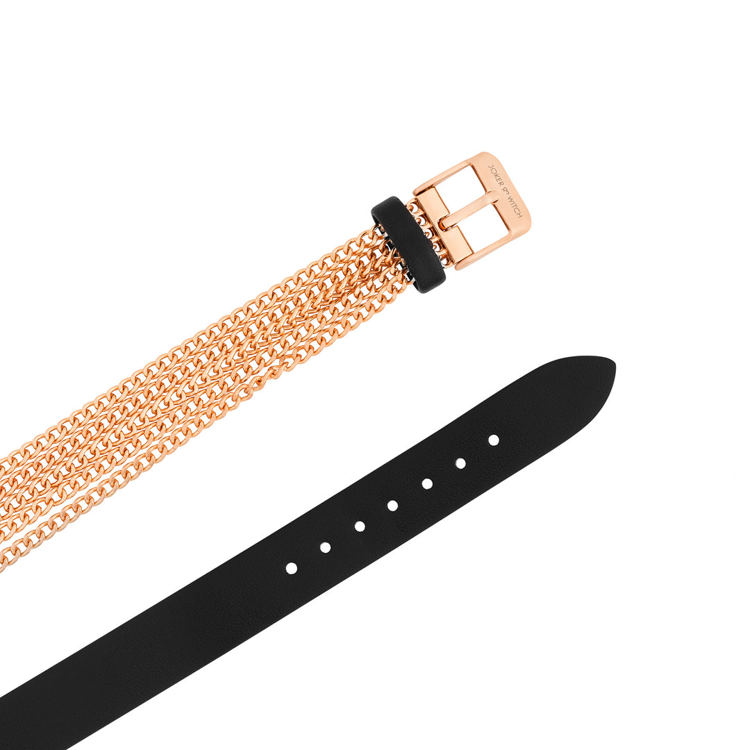 Kenny White Medium Dial Black PU-Chain Wrap Around Strap Women's Watch