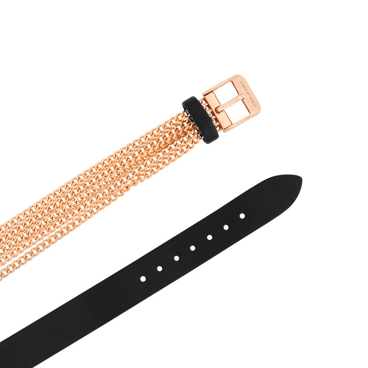 Kenny White Medium Dial Black PU-Chain Wrap Around Strap Women's Watch