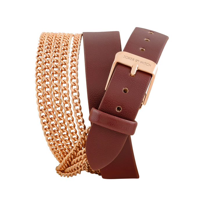 Kenny White Medium Dial Maroon PU-Chain Wrap Around Strap Women's Watch