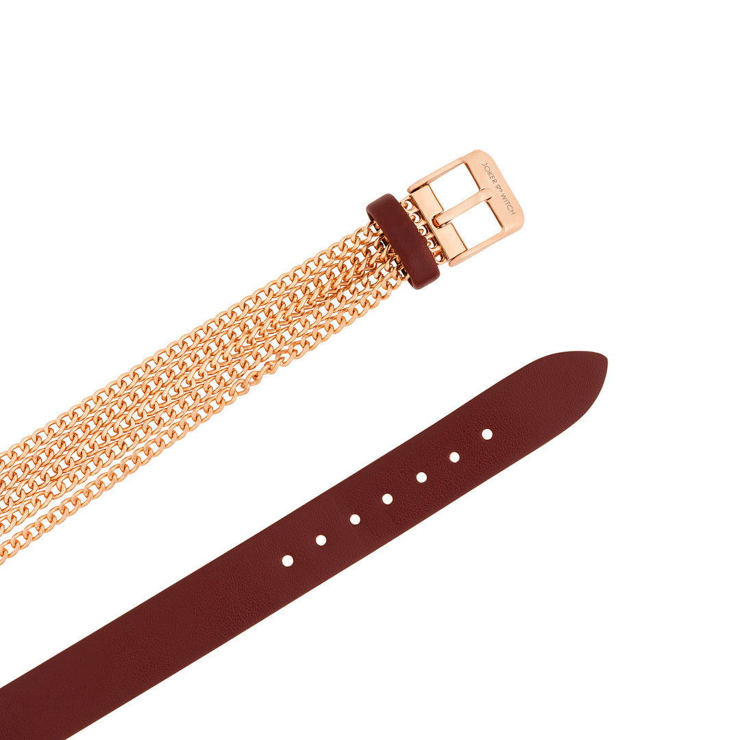 Kenny White Medium Dial Maroon PU-Chain Wrap Around Strap Women's Watch