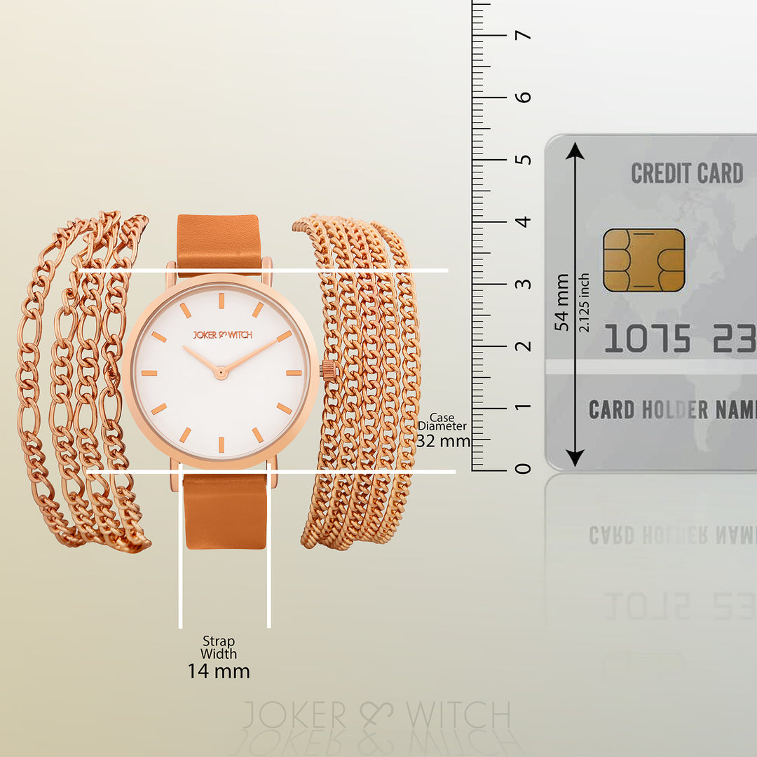 Winona White Medium Dial Brown PU-Chain Wrap Around Strap Women's Watch