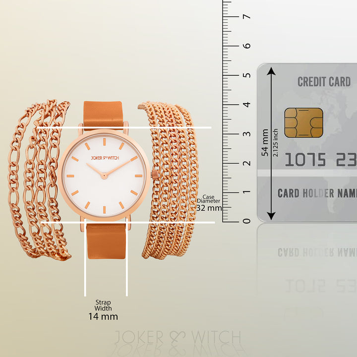 Winona White Medium Dial Brown PU-Chain Wrap Around Strap Women's Watch