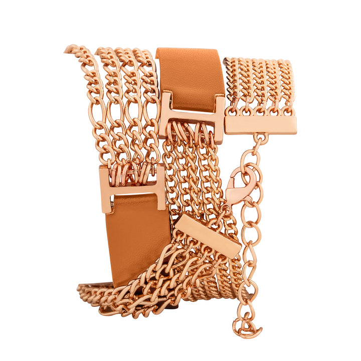 Winona White Medium Dial Brown PU-Chain Wrap Around Strap Women's Watch