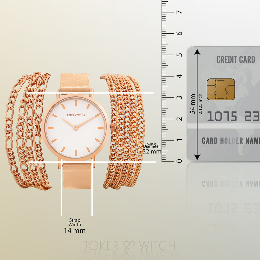 Winona White Medium Dial Beige PU-Chain Wrap Around Strap Women's Watch