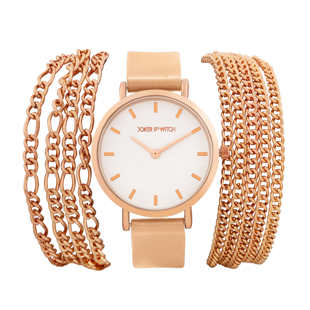 Winona White Medium Dial Beige PU-Chain Wrap Around Strap Women's Watch