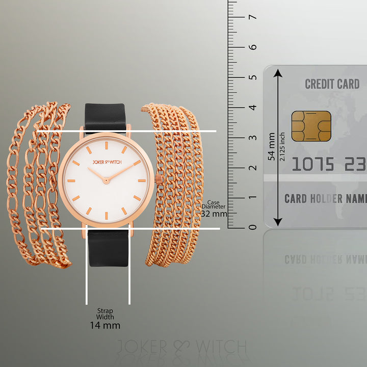 Winona White Medium Dial Black PU-Chain Wrap Around Strap Women's Watch