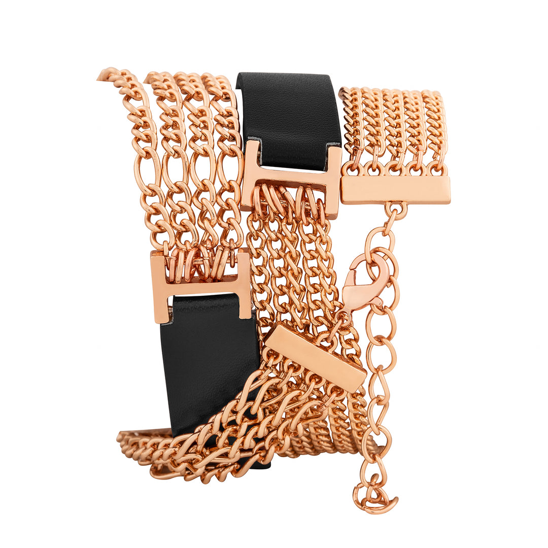 Winona White Medium Dial Black PU-Chain Wrap Around Strap Women's Watch