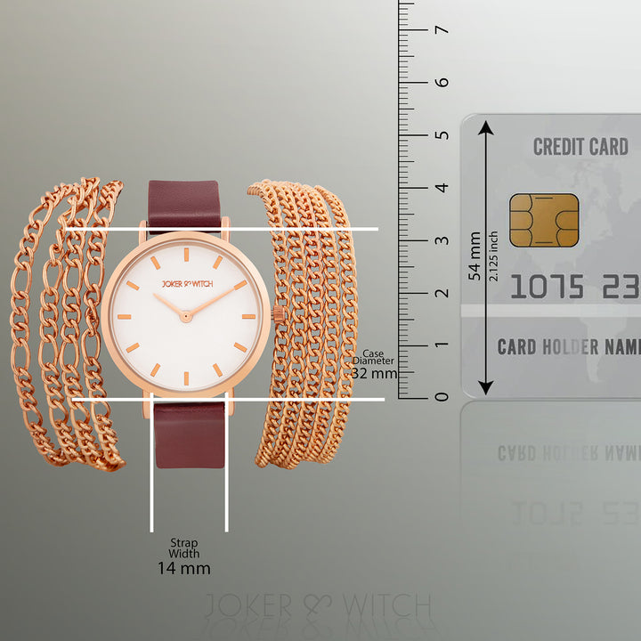 Winona White Medium Dial Maroon PU-Chain Wrap Around Strap Women's Watch