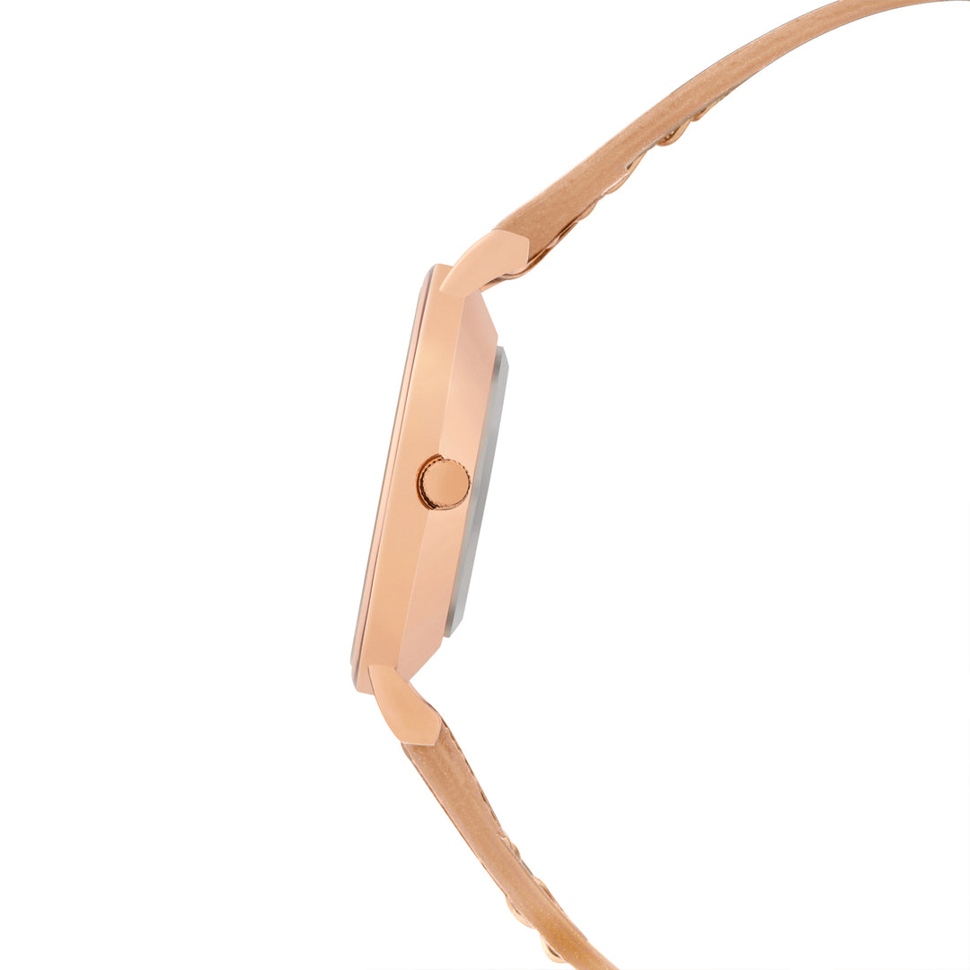 Kristina White Medium Dial Beige PU-Chain Strap Women's Watch