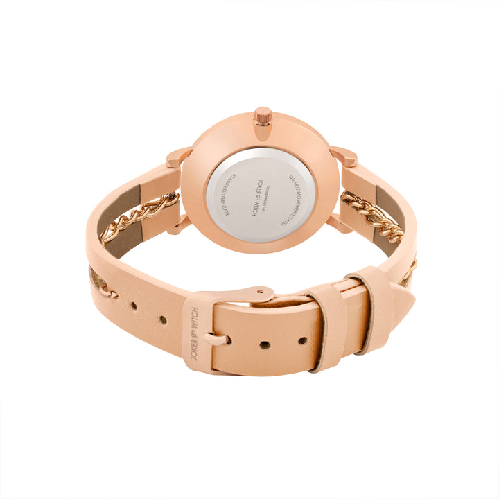 Kristina White Medium Dial Beige PU-Chain Strap Women's Watch