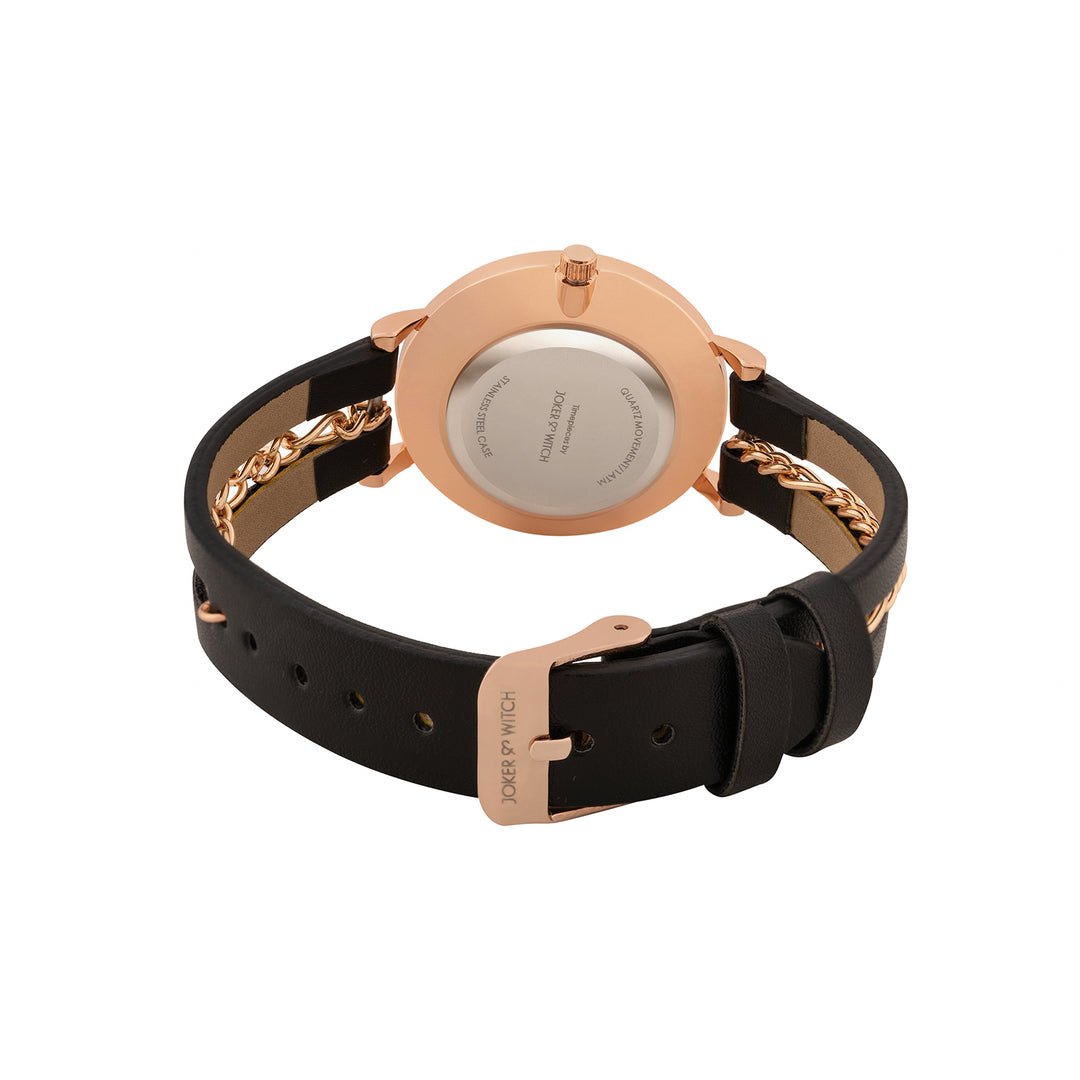 Kristina White Medium Dial Black PU-Chain Strap Women's Watch