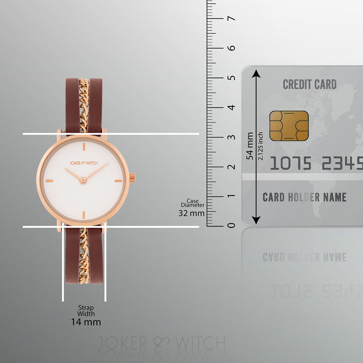 Kristina White Medium Dial Maroon PU-Chain Strap Women's Watch