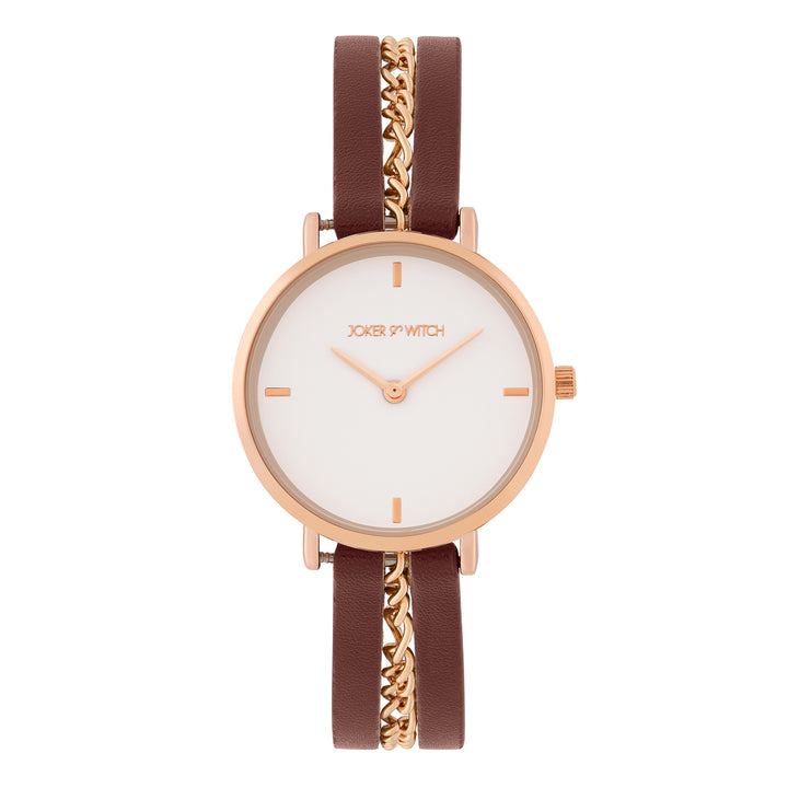 Kristina White Medium Dial Maroon PU-Chain Strap Women's Watch