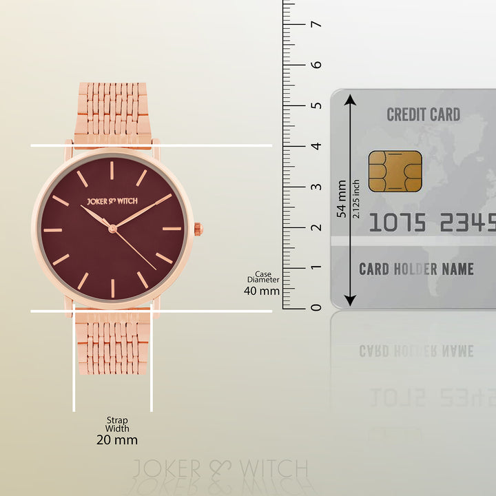 Nebula Maroon Large Dial Rose Gold Linked Chain Strap Women's Watch