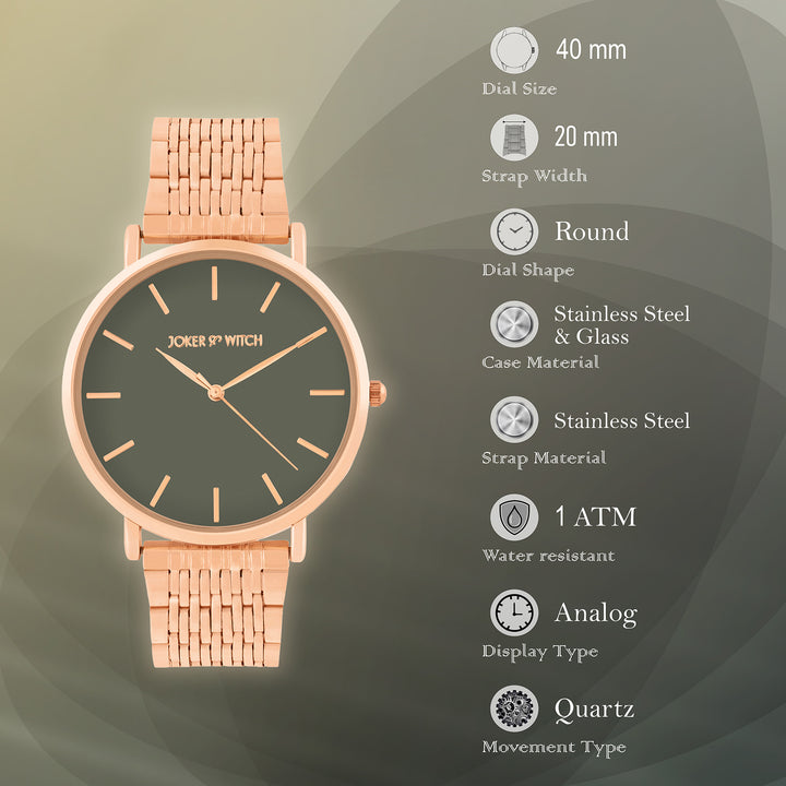 Nebula Grey Large Dial Rose Gold Linked Chain Strap Women's Watch