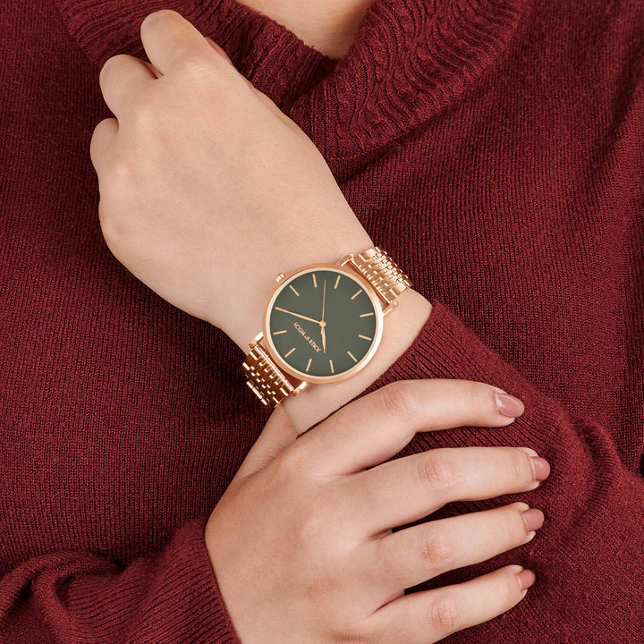 Nebula Grey Large Dial Rose Gold Linked Chain Strap Women's Watch