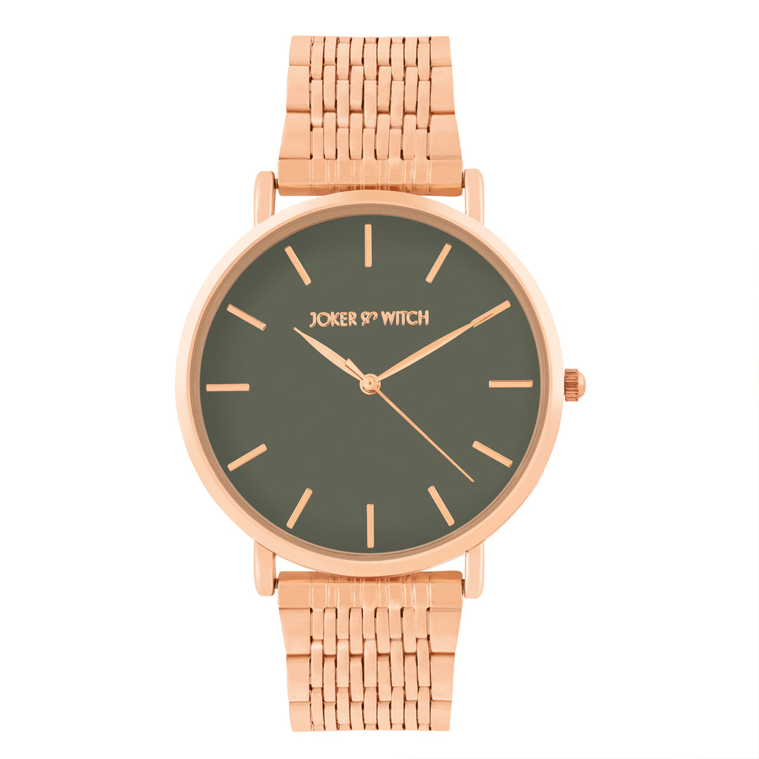 Nebula Grey Large Dial Rose Gold Linked Chain Strap Women's Watch