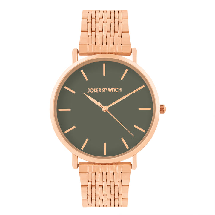 Nebula Grey Large Dial Rose Gold Linked Chain Strap Women's Watch