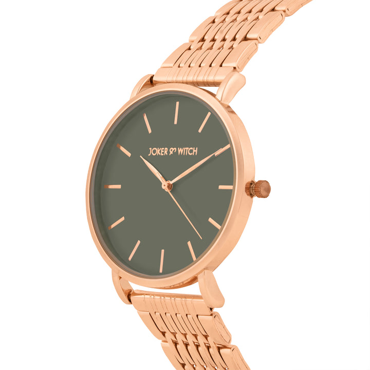 Nebula Grey Large Dial Rose Gold Linked Chain Strap Women's Watch