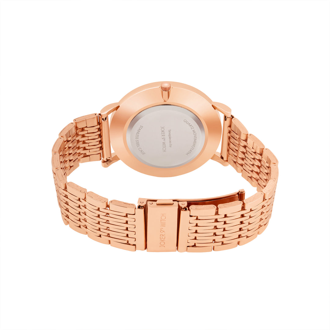 Nebula Grey Large Dial Rose Gold Linked Chain Strap Women's Watch