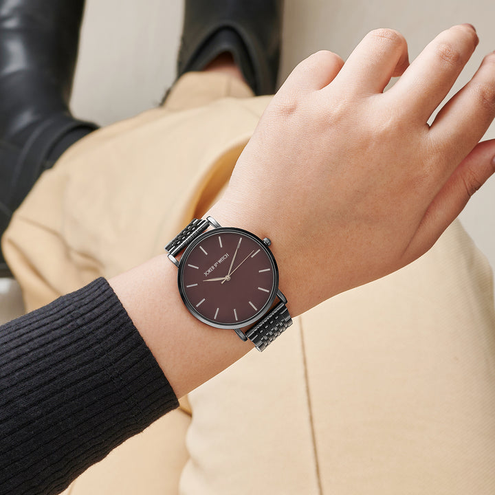 Nebula Taupe Large Dial Black Linked Chain Strap Women's Watch