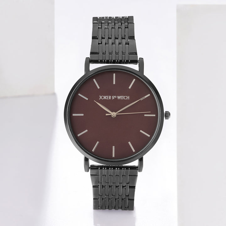 Nebula Taupe Large Dial Black Linked Chain Strap Women's Watch