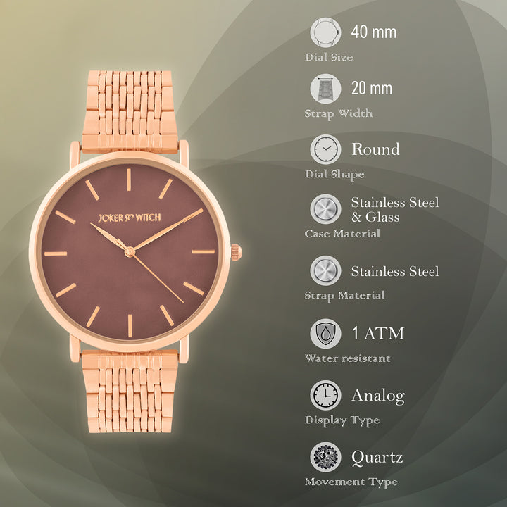 Nebula Taupe Large Dial Rose Gold Linked Chain Strap Women's Watch