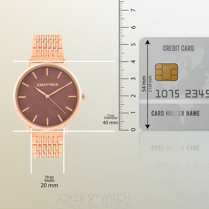 Nebula Taupe Large Dial Rose Gold Linked Chain Strap Women's Watch