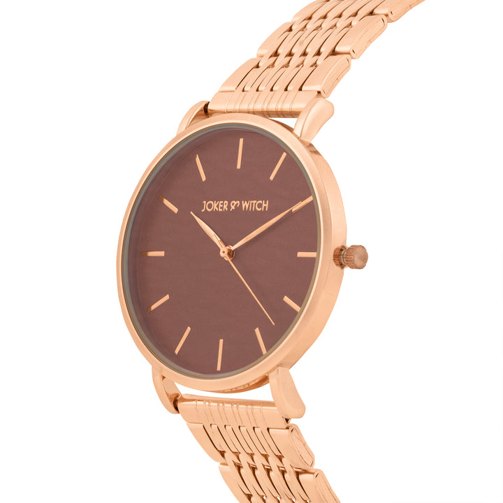 Nebula Taupe Large Dial Rose Gold Linked Chain Strap Women's Watch