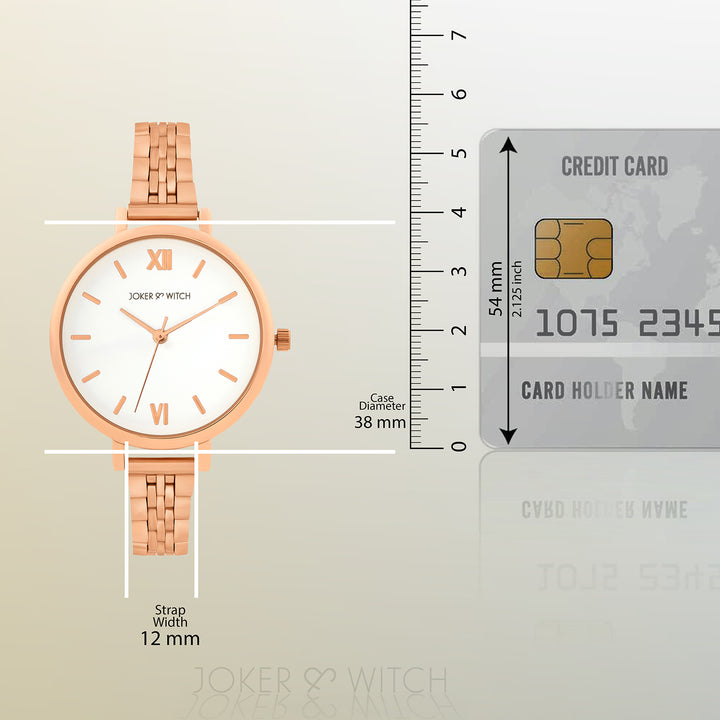 Agnes White Large Dial Rose Gold Linked Chain Strap Women's Watch