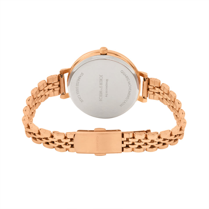 Agnes White Large Dial Rose Gold Linked Chain Strap Women's Watch