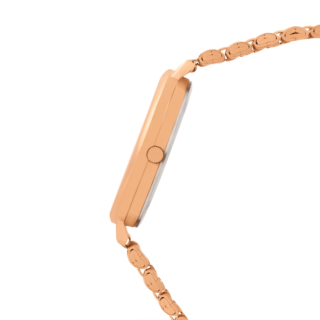 Agnes Black Large Dial Rose Gold Linked Chain Strap Women's Watch
