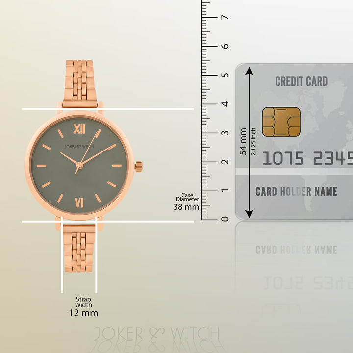 Agnes Grey Large Dial Rose Gold Linked Chain Strap Women's Watch