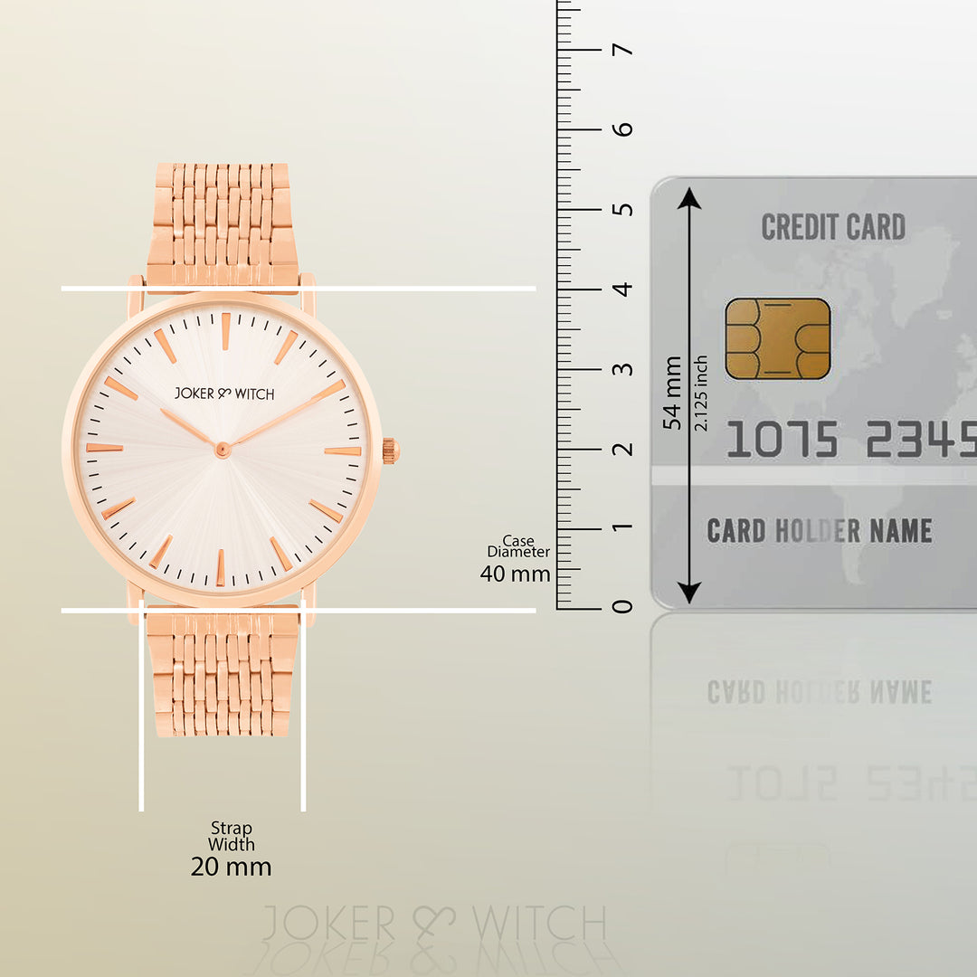 Aimee Beige Large Dial Rose Gold Linked Chain Strap Women's Watch