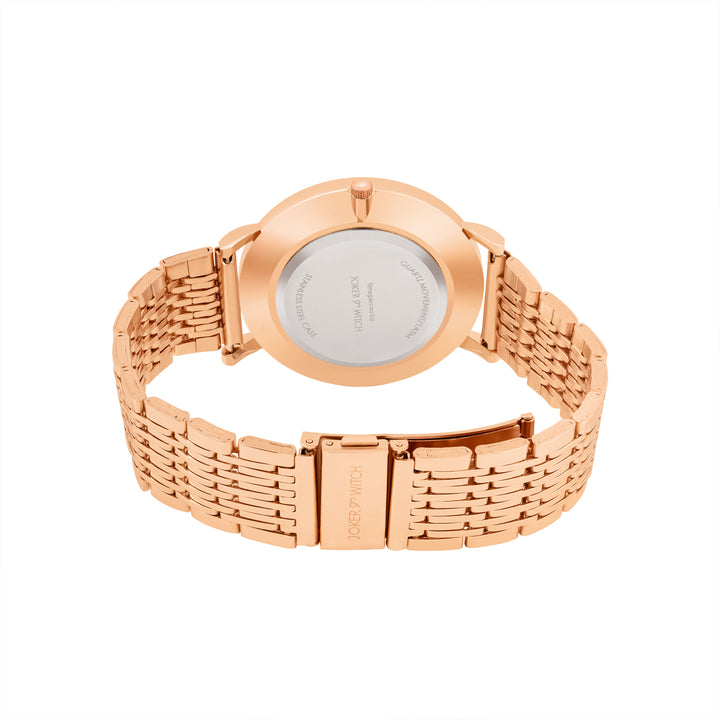Aimee Beige Large Dial Rose Gold Linked Chain Strap Women's Watch