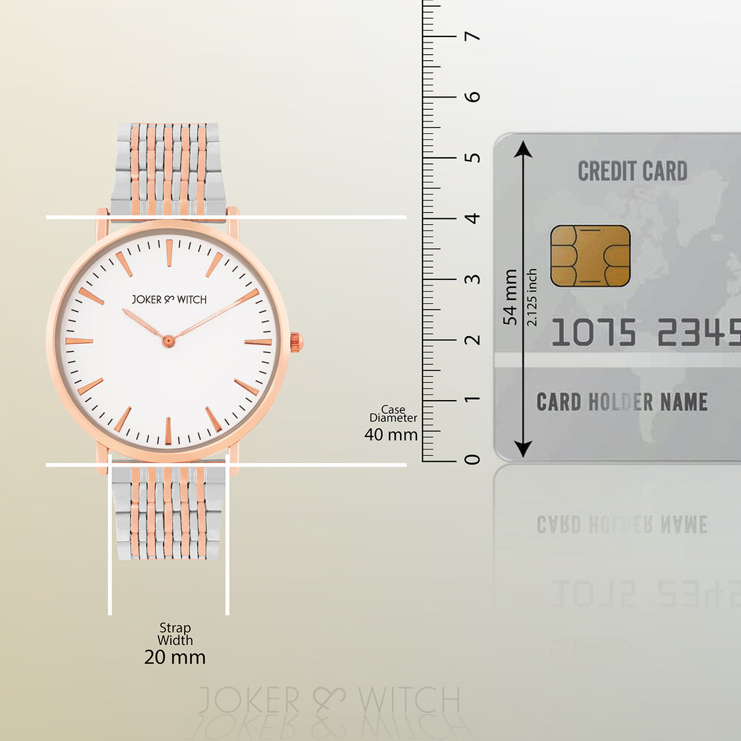 Aimee White Large Dial Dual Tone Linked Chain Strap Women's Watch