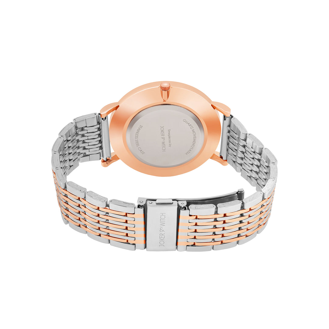 Aimee White Large Dial Dual Tone Linked Chain Strap Women's Watch