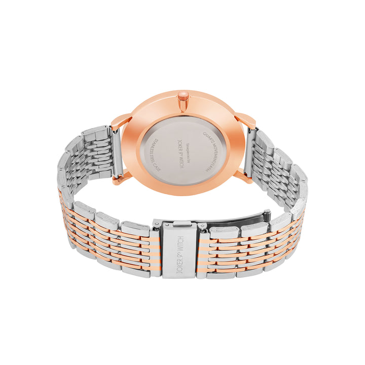 Aimee White Large Dial Dual Tone Linked Chain Strap Women's Watch