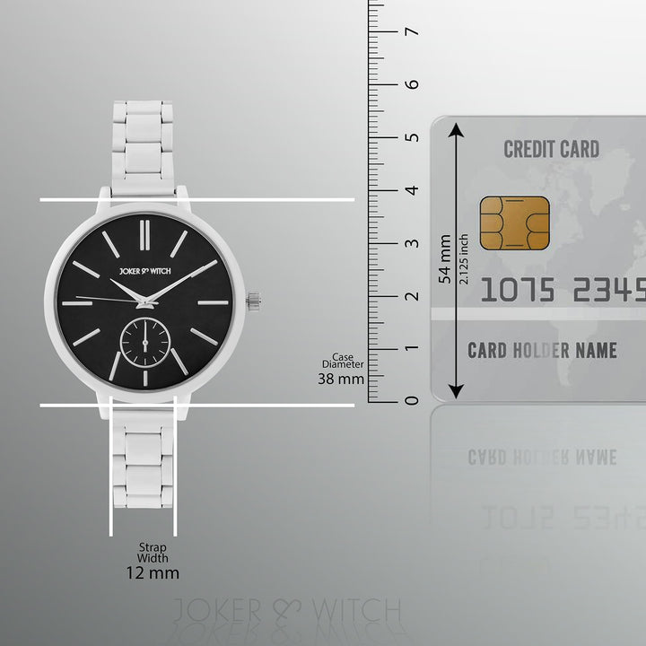 Sleek Black Large Dial Silver Linked Chain Strap Women's Watch