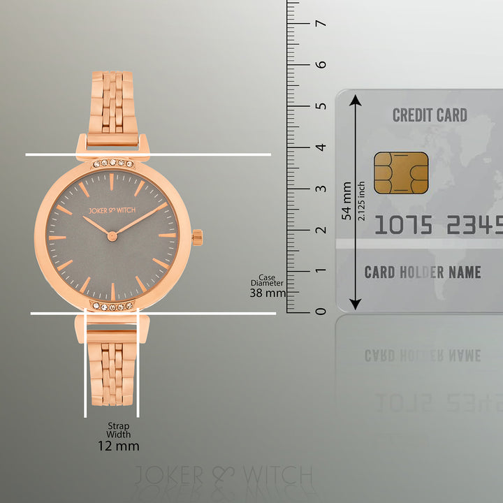 Petite Grey Medium Dial Rose Gold Linked Chain Strap Women's Watch