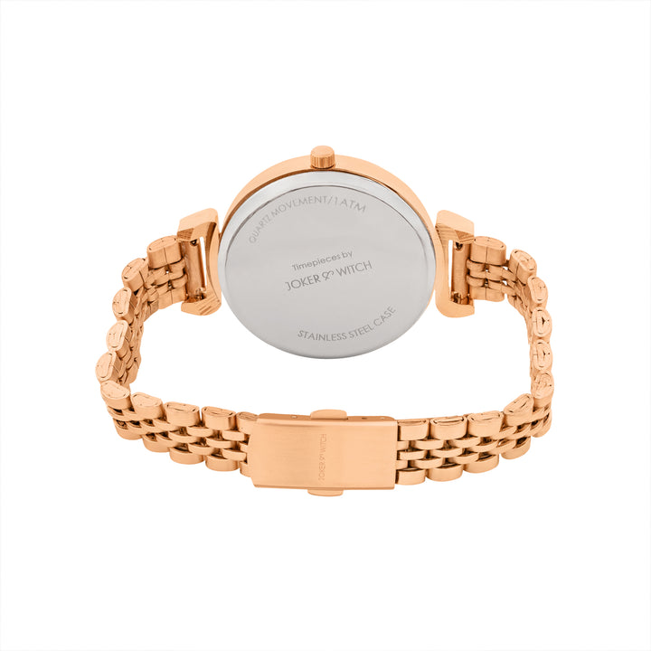 Petite Grey Medium Dial Rose Gold Linked Chain Strap Women's Watch