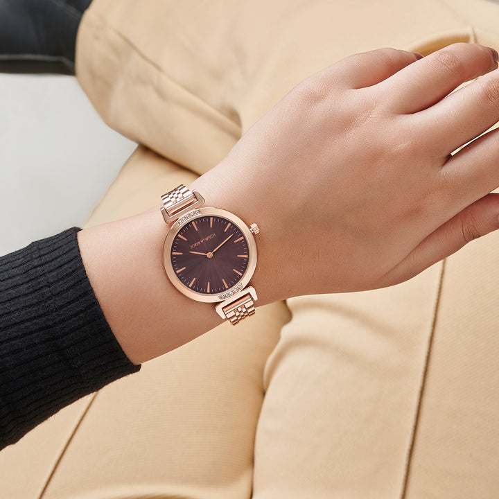 Petite Taupe Medium Dial Rose Gold Linked Chain Strap Women's Watch