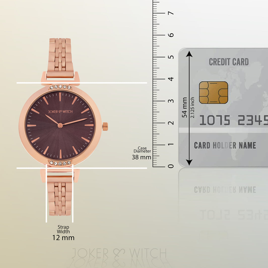 Petite Taupe Medium Dial Rose Gold Linked Chain Strap Women's Watch