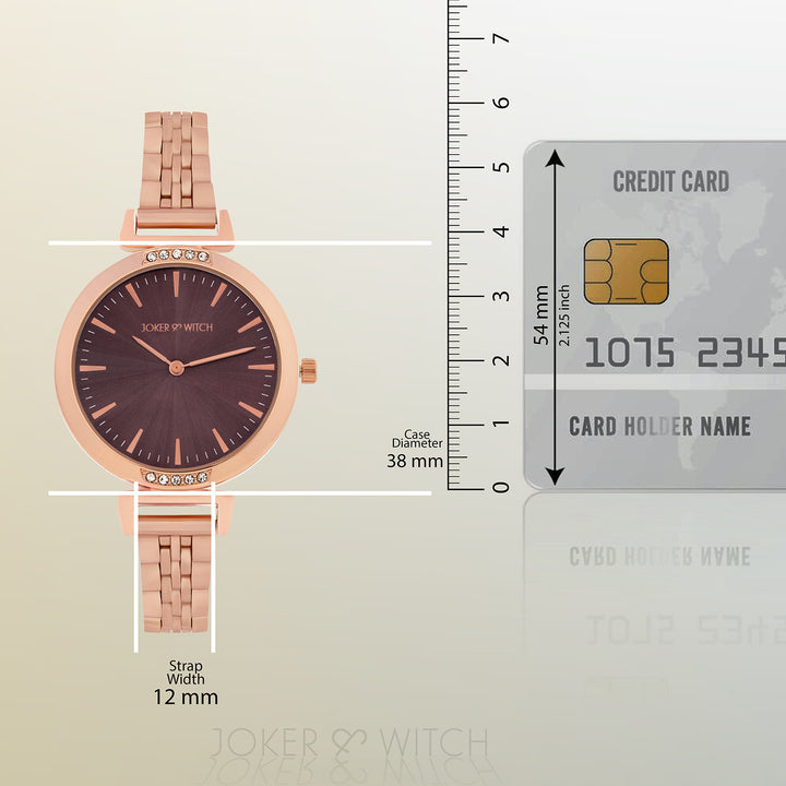 Petite Taupe Medium Dial Rose Gold Linked Chain Strap Women's Watch