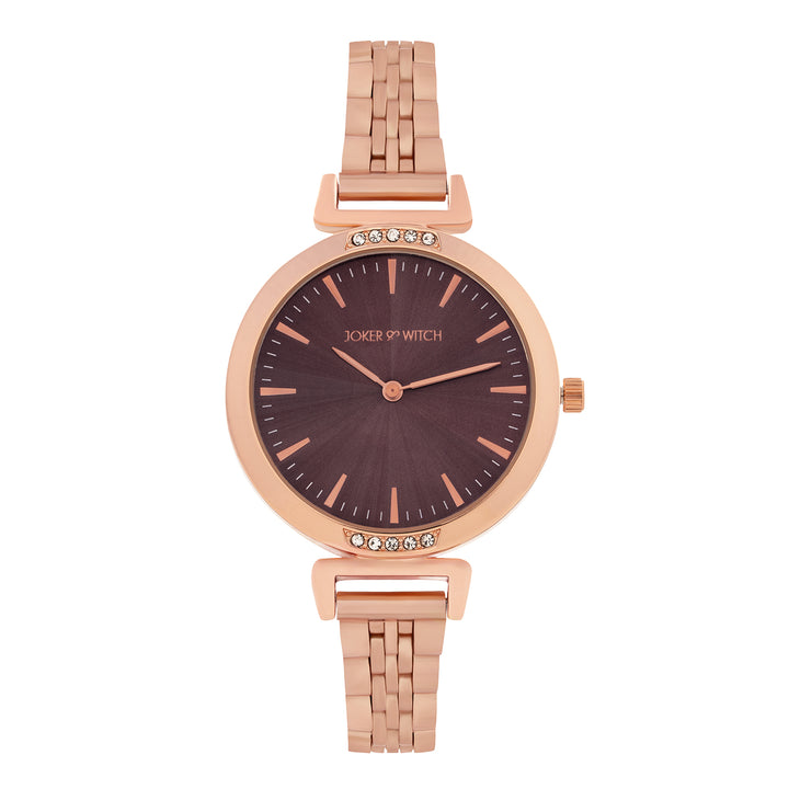 Petite Taupe Medium Dial Rose Gold Linked Chain Strap Women's Watch