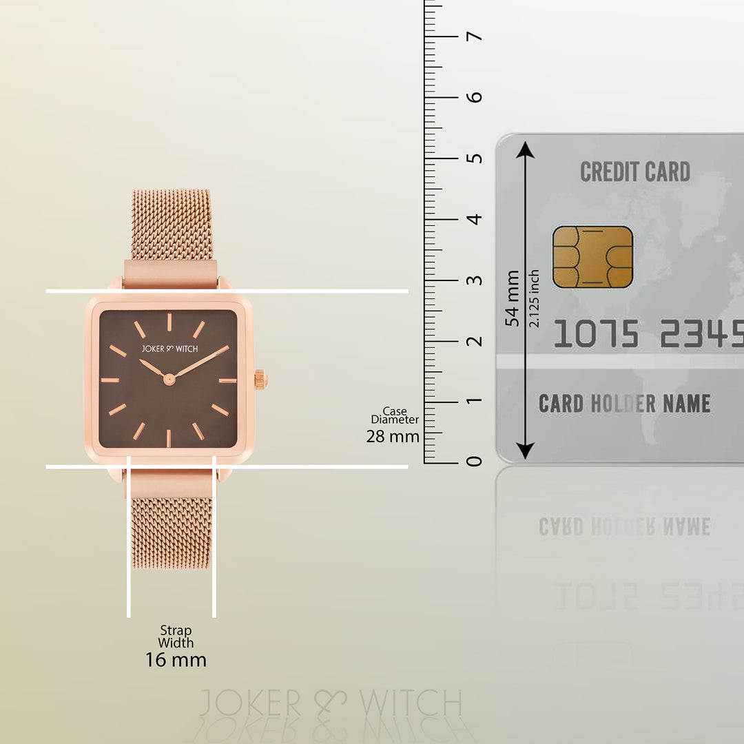 Vintage Taupe Small Square Dial Rose Gold Magnetic Strap Women's Watch