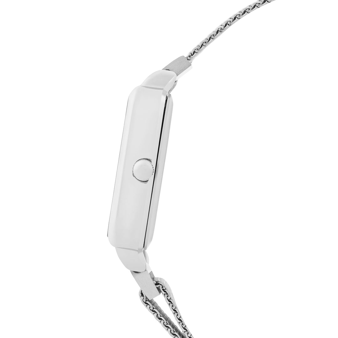 Vintage Grey Small Square Dial Silver Mesh Strap Women's Watch