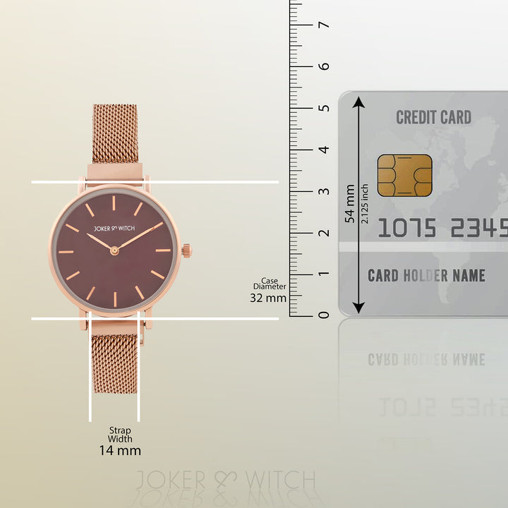 Natalie Maroon Medium Dial Rose Gold Magnetic Strap Women's Watch