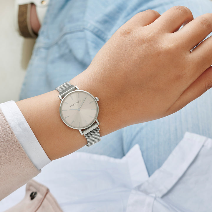 Natalie Pink Medium Dial Silver Magnetic Strap Women's Watch